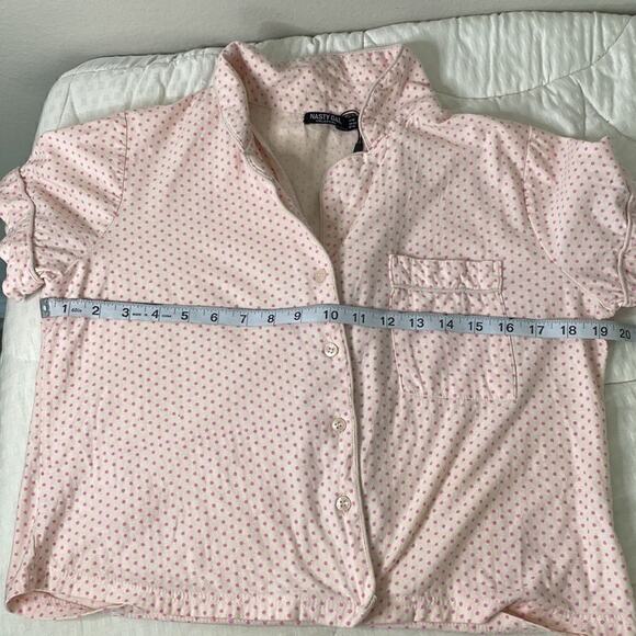 Nasty Gal 2 piece Short Sleve Pajama Set. Pink with dark pink polka dots Size 10 - Picture 6 of 15